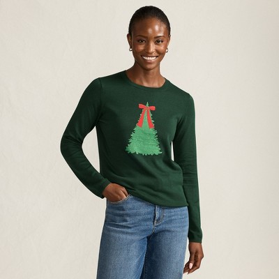 Lands' End Women's Fine Gauge Cotton Crewneck Sweater