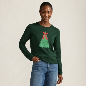 Lands' End Women's Fine Gauge Cotton Crewneck Sweater - 1 of 4
