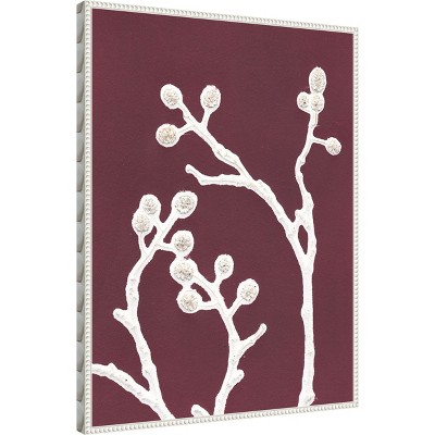 Eastern-Inspired Minimalist Plum Canvas Framed Wall Art 23 x 30