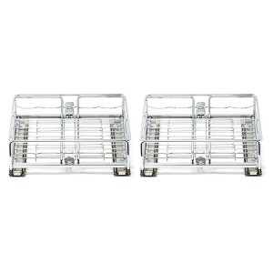 Origami 2 Pack Kitchen or Bathroom Chrome Plated Steel Sliding Pullout Drawer and Cabinet Organizer, Adjustable 10 Inch Width, Silver - 1 of 4