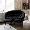 Emma and Oliver Folding Double Saucer Chair with 2 Ottomans and Steel Frame for Dorm or Bedroom - 2 of 4
