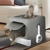 Extra Large Folding Pet Litter Box Portable Durable Cat Gray Litter Toilet Detachable Top Front Entry with Handy Scoop & Remove Tray - 2 of 4