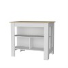 LunaLulinlk Kitchen Island in Melamine with Open Storage, Light Pine/white - 2 of 4