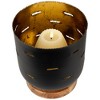 Northlight Iron and Foil Pillar Candle Holder with Wooden Base - 8.25" - Antiqued Black and Gold - 3 of 4