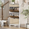 3-Drawer Shoe Cabinet - Farmhouse Fluted Design w/Metal Legs, Slim Entryway Organizer for Foyer/Hallway - 4 of 4