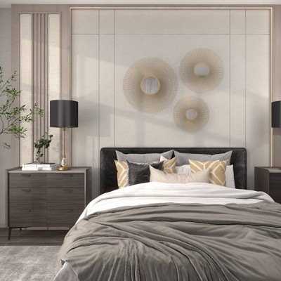 Gold Sunburst Round Wall Decor with Mirror Accent Set