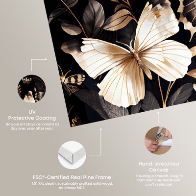 Elegant Black and Gold Butterfly Canvas Wall Art, 24" x 24"