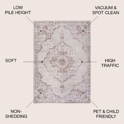 Alhambra Red and Cream Synthetic Medallion Area Rug