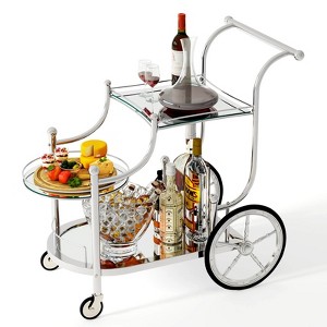 Costway 3-Tier Home Bar Serving Cart on Wheels with Mirrored Shelves for Kitchen - 1 of 4