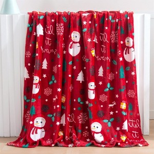 Comfort Flannel Blanket Super Soft Christmas Prints Throw Blanket Christmas Gift. - 1 of 4