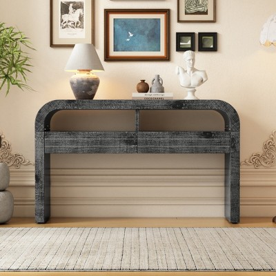 Xiyuyeu 52 Inch Console Table With 2 Large Drawers,retro Entryway Table ...