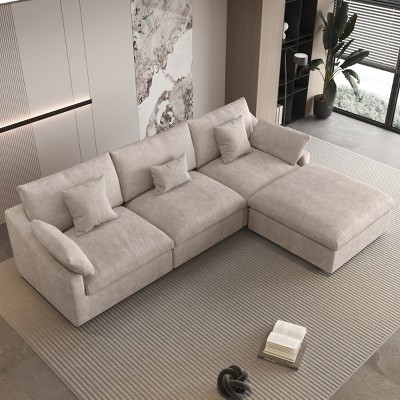 WJShome Cloud Couch Modular Sectional Sofa,119.29" L Shaped Couch,Convertible Wide Seater,3 Seater With 1 Ottoman,Covers Washable&Replaceable