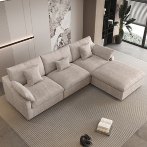WJShome Cloud Couch Modular Sectional Sofa,119.29" L Shaped Couch,Convertible Wide Seater,3 Seater With 1 Ottoman,Covers Washable&Replaceable - 1 of 4