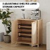 Rattan Storage Cabinet with Doors Adjustable Shelves and Portable Design Mid Century Modern Buffet wood - 4 of 4