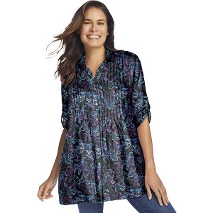 Woman Within Rayon 7-Day Pintucked Tunic Blouse - 1 of 4