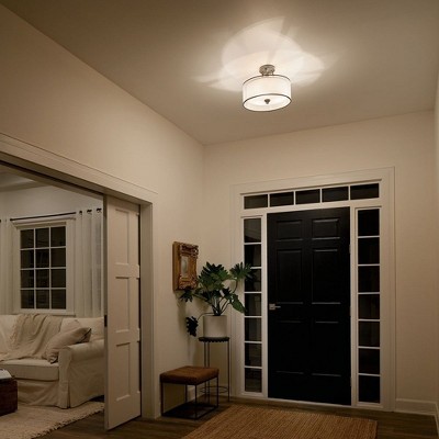Lacey 15" Bronze and White Drum Semi-Flush Mount Light