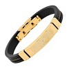 Steeltime Men's 18k gold plated stainless steel our father prayer black rubber bracelet. Color Options: Black, Blue, Red, Orange, Brown - 2 of 4