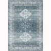 8x10 Teal Vintage Medallion Rug, Machine Washable Low Pile Carpet with Rubber Backing for Living Room, Bedroom - 2 of 4