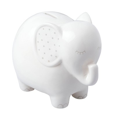 Pearhead Ceramic Elephant Bank - White