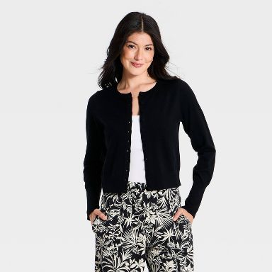 Women's Button-Up Sweater Cardigan - A New Day™ Black XS