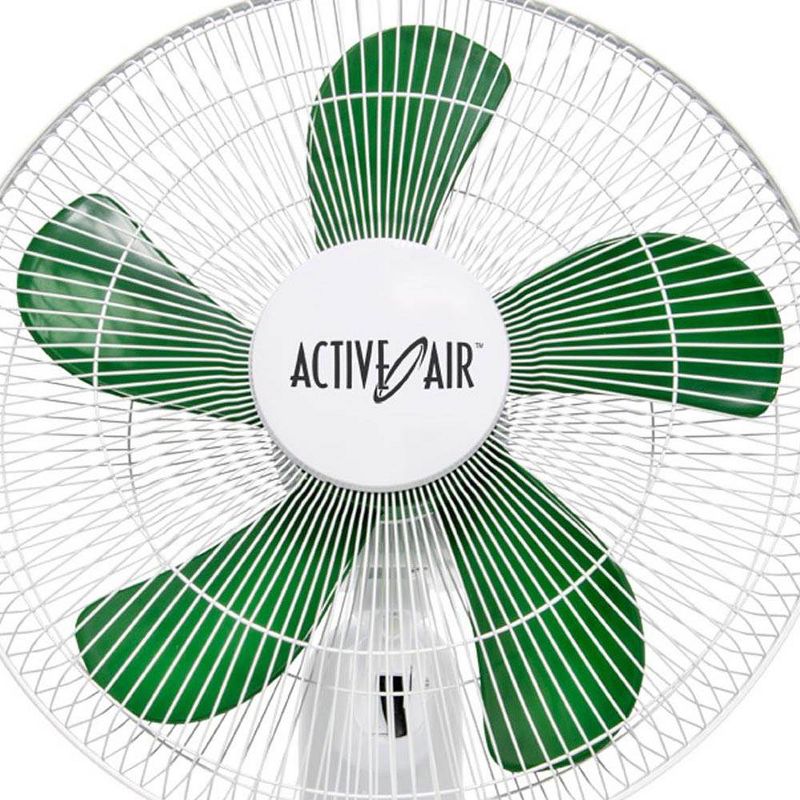 Active Air ACF16 16 inch 3-Speed Wall-Mountable 90-Degree Oscillating Hydroponic Grow Fan with Spring-Loaded Plastic Clip, White/Green, 3 of 7