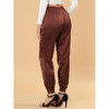 INSPIRE CHIC Women's Drawstring Elastic Waist Ankle Length Satin Joggers Pants with Pocket - 4 of 4