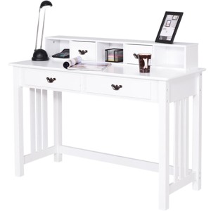 Costway Writing Desk Mission White Home Office Computer Desk 4 Drawer - 1 of 4