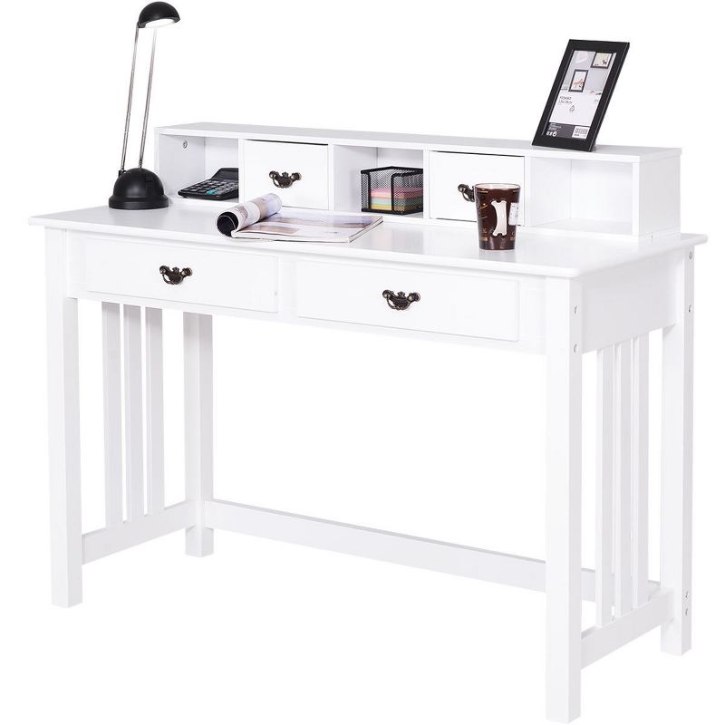 Costway Writing Desk Mission White Home Office Computer Desk 4 Drawer, 1 of 11