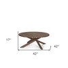 HomeRoots 42" Brown Solid Wood Round Cross Legs Coffee Table - 3 of 4