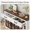 Buenhomino Buffet Cabinet with Storage, Farmhouse Sideboard Buffet with 2 Drawers and 3 Doors, Coffee Bar Cabinet for Kitchen, White and Walnut - 4 of 4