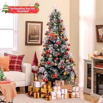 7 ft Green and White PVC Christmas Tree with LED Lights