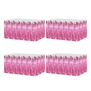 Unique Bargains Wedding Birthday Metallic Foil Fringe Table Skirts for Rectangle Tables - 1 of 4