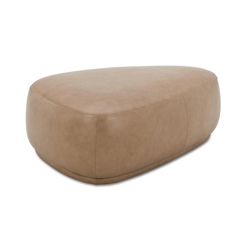 Pebble 44" Rounded Triangle Cocktail Ottoman, Tuscan Tan Brown Top Grain Leather, 3 of 7