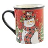 Tabletop Christmas Lodge Snowman Mug. Pine Trees Birds Beverage Certified International  -  Drinkware - 2 of 3
