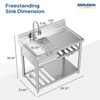ROVSUN Commercial Utility Sink with Shelves, Freestanding Stainless Steel Kitchen Sink, Single Bowl w/Workbench & Hanging Hooks for Indoor, Outdoor - 2 of 4