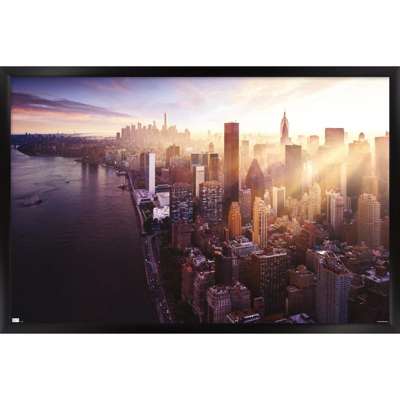 Trends International Cityscapes - New York City, New York Skyline at Dusk Framed Wall Poster Prints, 1 of 7