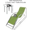 WhizMaz Outdoor Chaise Lounge Set of 3 - Pool & Beach Recliner Chairs with Side Table for Deck, Balcony, Lawn, Patio - 2 of 4