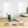 Simple Designs 2pk Sleek Slender Rose Gold Table Lamp White Shade - 4 of 4