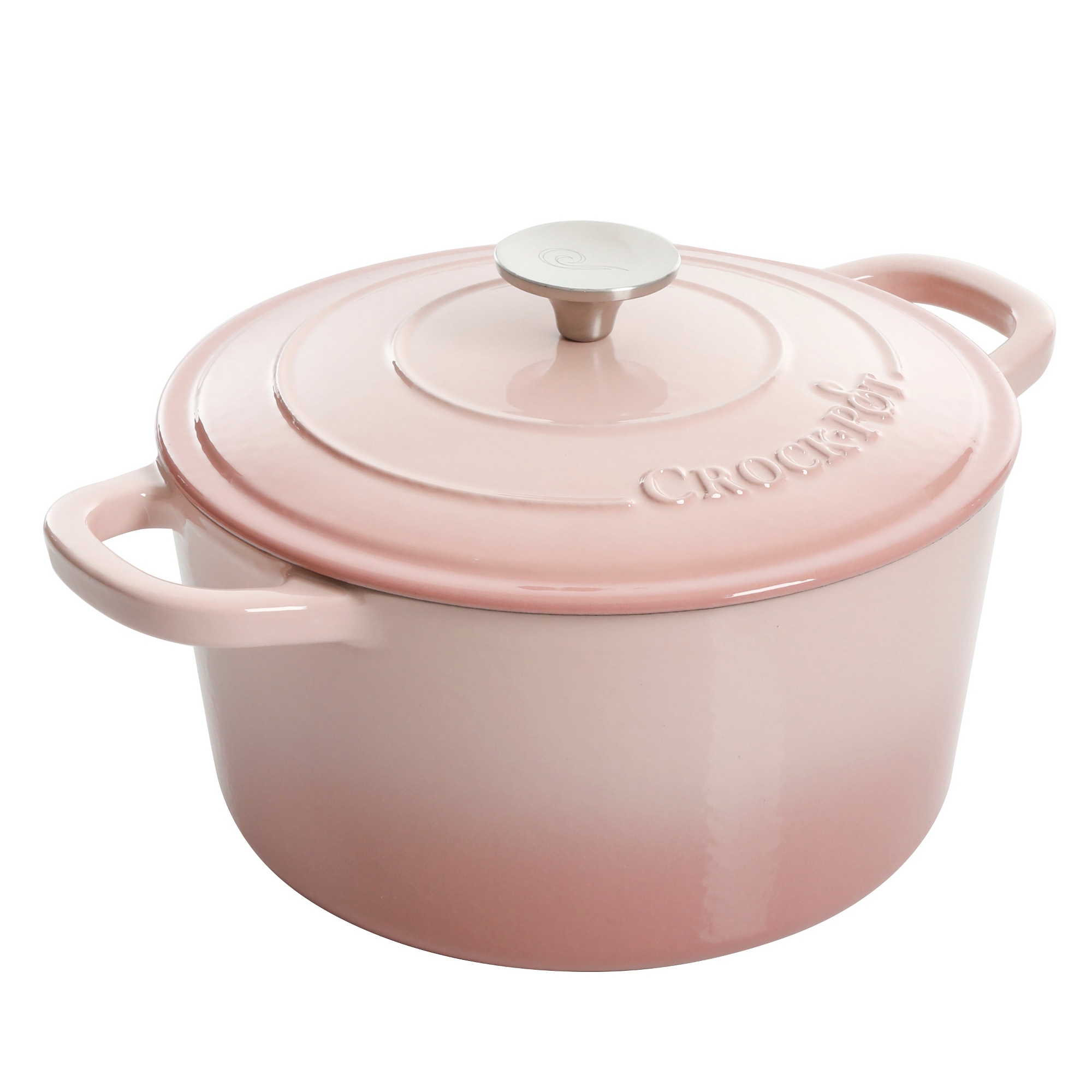 Crock Pot Artisan 5Qt Dutch Oven with Lid - Enamel - Cast Iron - Blush Pink