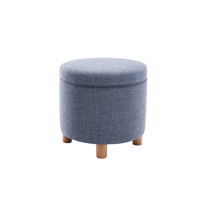 Round Storage Ottoman with Lift Off Lid - WOVENBYRD, 1 of 14