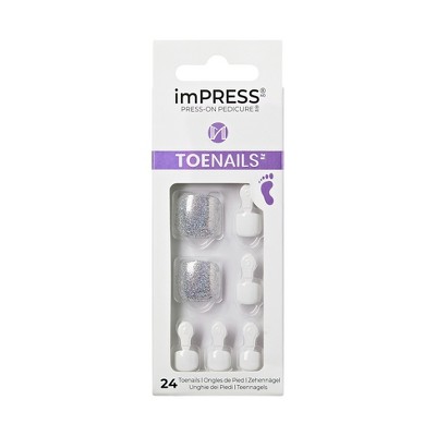 imPRESS Press-On Manicure Square Fake Toenails - White Sky - 27ct