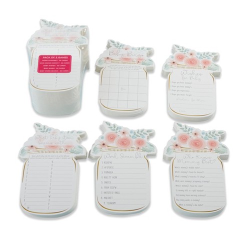 Kate Aspen Floral Mason Jar Baby Shower 5-Pack Game Card Set (30 sheets each) | 28477NA - image 1 of 4