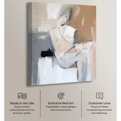 Elegant Abstract Boho Canvas Wall Art in Neutral Tones, 30" x 36"
