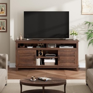 65 Inch Modern TV Stand with 8 Storage Compartments, Semi-Open Cabinet with Adjustable Shelves, Multi-Functional Entertainment Center for Living Room - 1 of 4