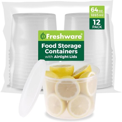 Freshware Food Storage Containers [24 Set] 32 oz Plastic Deli Containers with Lids, Slime, Soup, Meal Prep Containers | BPA Free | Stackable