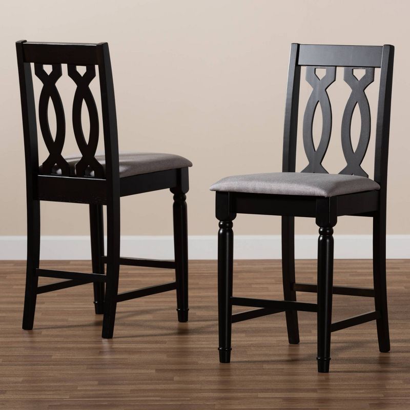 Set of 2 Darcie Upholstered Wood Counter Height Barstools - Baxton Studio, 5 of 10