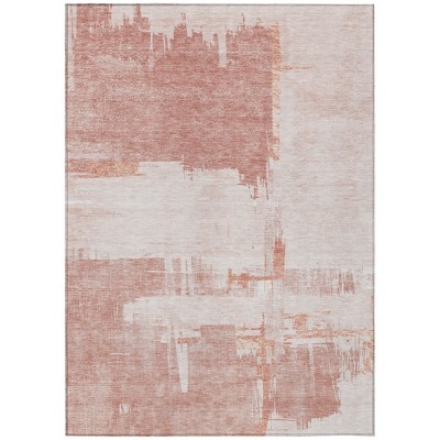 Blush Mauve And Ivory Abstract Washable Indoor Outdoor Area Rug