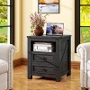 MUUEGM Farmhouse Nightstand with Charging Station, 18" Bedside Table with Drawer & Storage Cabinet, End Table for Bedroom, Living Room - 2 of 4