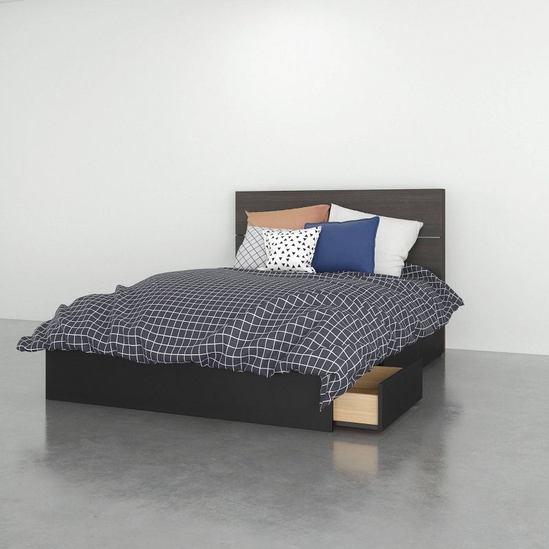 Evoque 3 Drawer Storage Bed with Headboard Black - Nexera, 1 of 5
