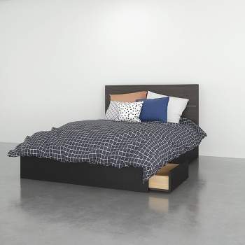 Evoque 3 Drawer Storage Bed with Headboard Black - Nexera